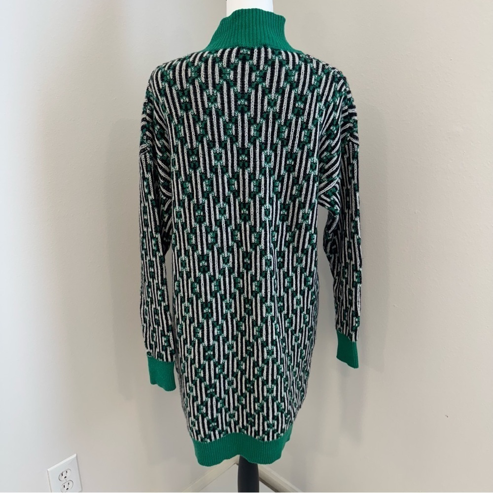 Jijil Green Patterned Knit Sweater Dress Wool Blend Chic Modern Sporty 40/M EU - Picture 3 of 10